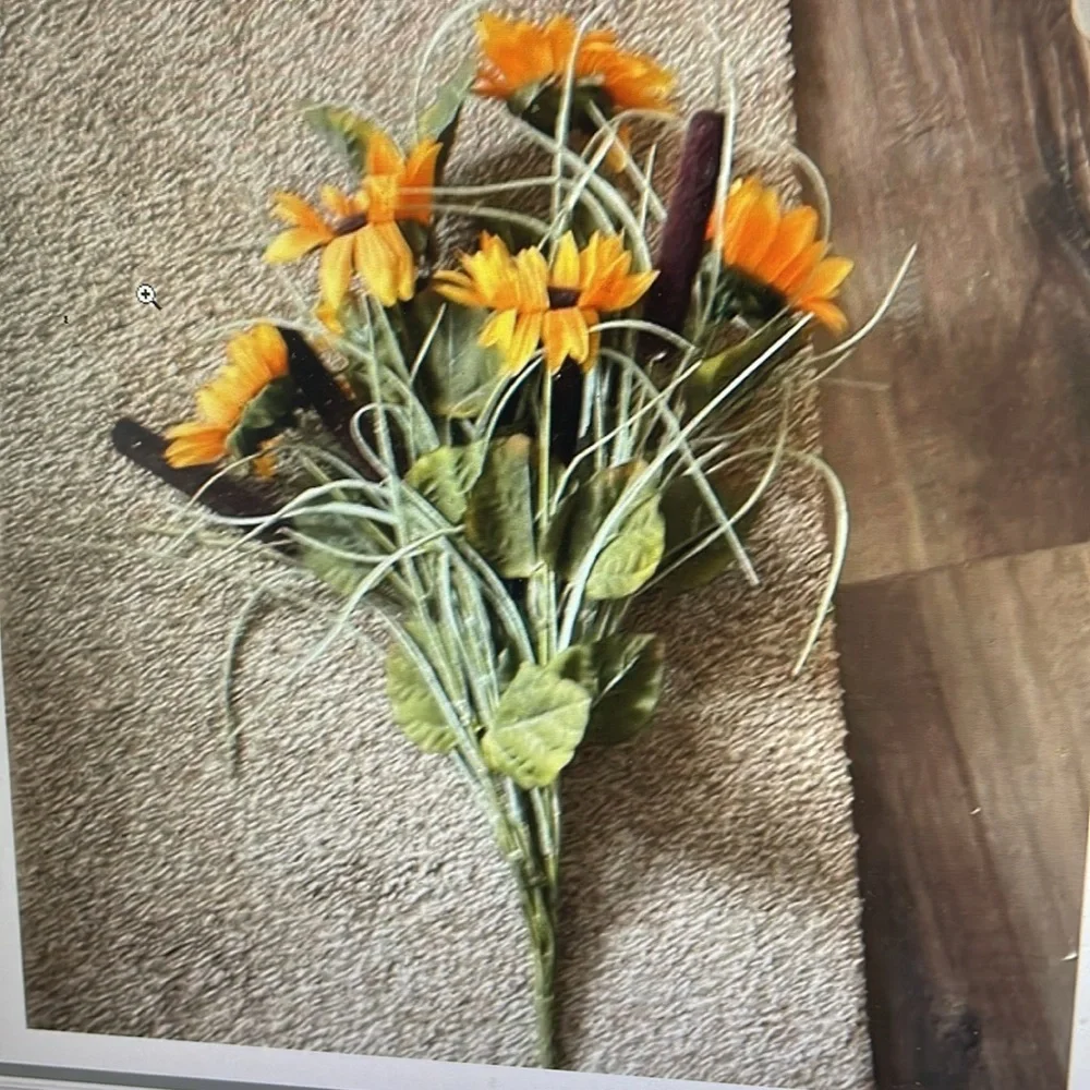 Faux Sunflower bouquet with cattails